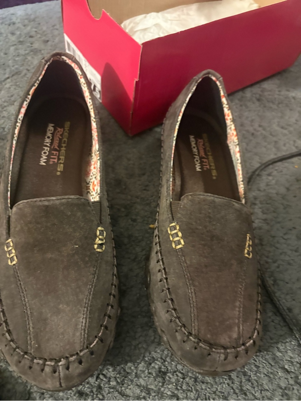 Skechers Men’s Slip-On Moccasin Loafers in Dark Brown